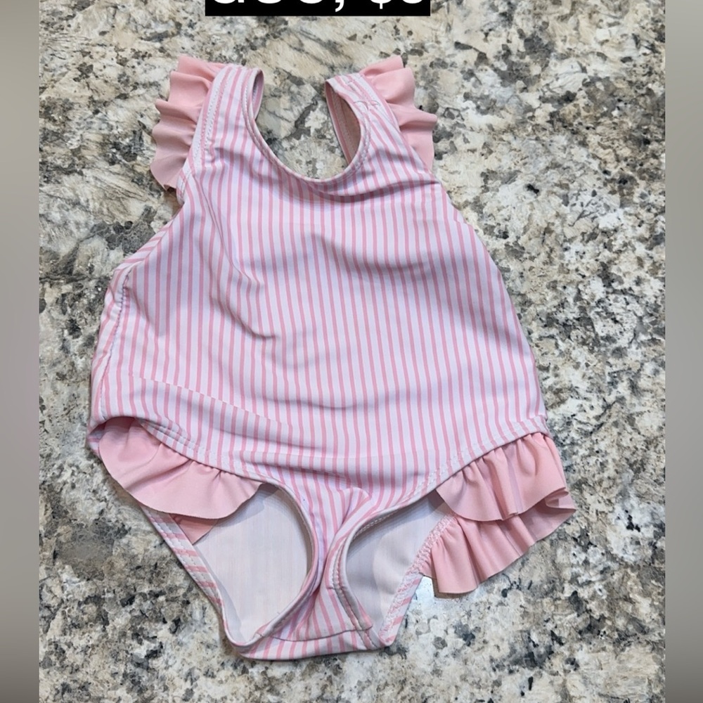 Ruffled Pin Stripe One Piece Swimsuit for Baby Girl